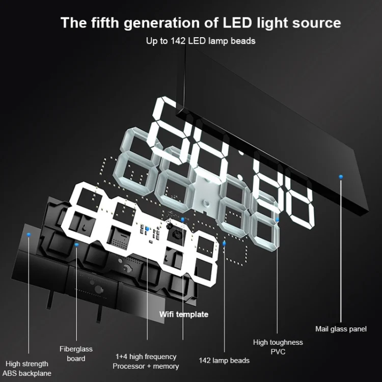 TBD0112552301_12.webp LED Digital Clock Living Room Wall Clock Creative WIFI Clock US Plug - Image 13