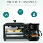 3 in 1 Electric Breakfast Machine Multifunction Coffee Maker + Frying Pan + Mini Oven  Household Bread Pizza Oven - Image 4
