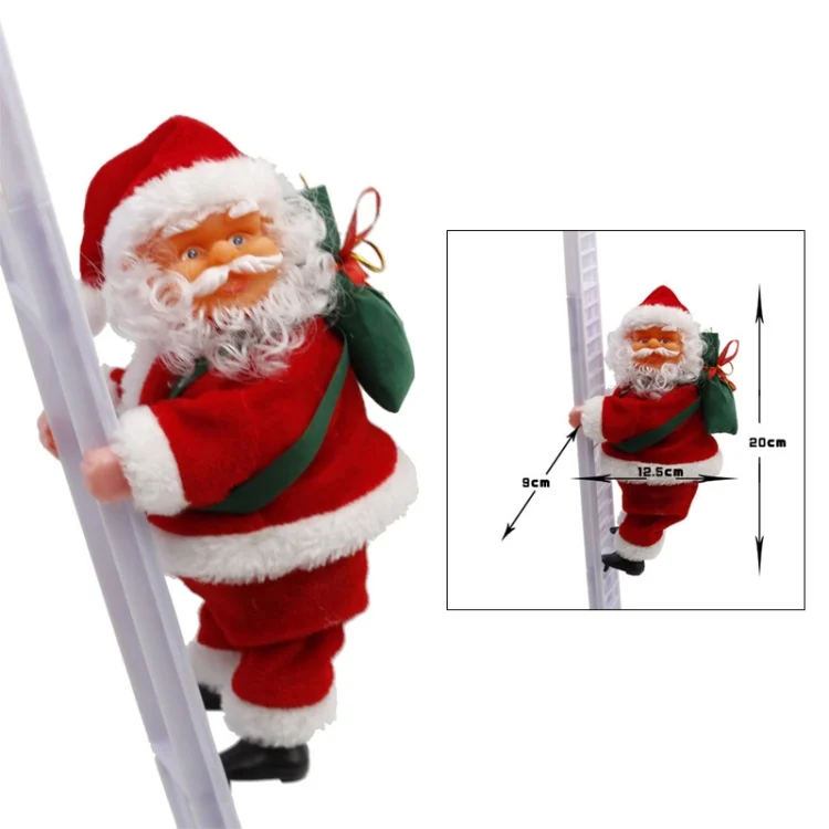 TBD01157030_4.webp Santa Claus Climb The ladder Electric Plush Toys Stuffed Electronic Music Animal Doll Christmas Toy - Image 5