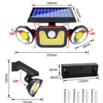 16W Solar Three-head Wall Lamp Outdoor Waterproof Human Body Induction Courtyard Wall Lamp - Image 7