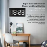Creative Wall Clock Alarm Clock Simple Remote Control Perpetual Calendar Electronic Clock US Plug - Image 5