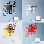 Home Mirror Surface Sticker Home Office Decorative Mirrors 3D Stereo Clock Acrylic Mirror Clock Block Combination Clock - Image 3
