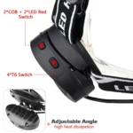 300-400LM 4 x XML-T6 + 2 x COB + 2 x Red LED Head Lamp Flashlight Torch Lantern - Image 2