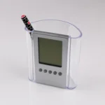 Transparent Desk Clock Pencil Holder Removable Desktop Table Digital Clock - Image 3