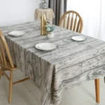 Vintage Popular Table Cloth Linen Rectangular Tablecloth Wooden Grain Dustproof Restaurant Table Cover