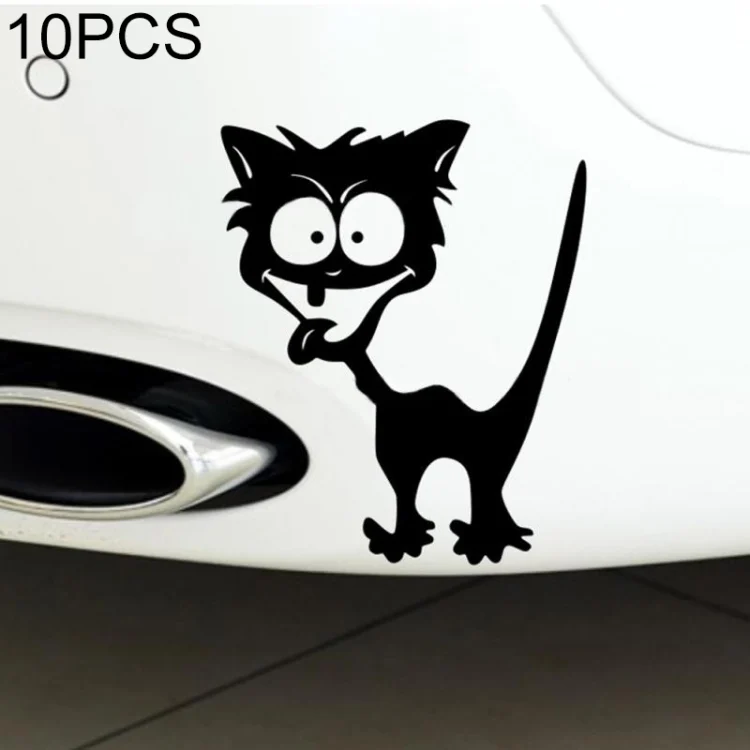 10 PCS Cat Pattern Car Styling Sticker Reflective Waterproof Vinyl Funny Car Sticker, Size: 13×11cm