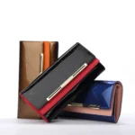 Cowhide Leather Wallet Luxury Design Ladies Party Clutch Patent Leather Purses Long Card Holder - Image 4