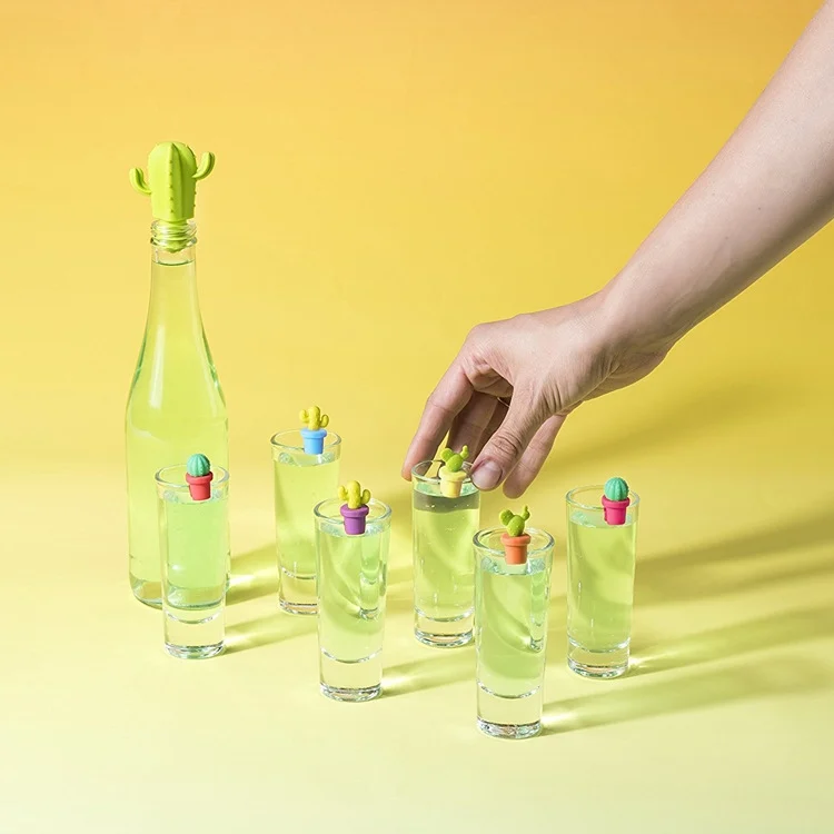 TBD01336724_4.webp 7 in 1 Creative Cactus Silicone Wine Bottle Stopper + Wine Glass Marker Set - Image 5