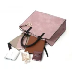 3 in 1 Leather Women Large Tote Bags Shoulder Bag Messenger Bag Purse - Image 5