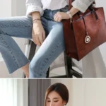 3 in 1 Leather Women Large Tote Bags Shoulder Bag Messenger Bag Purse - Image 10