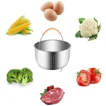Stainless Steel Steaming Basket Plug-in Silicone Handle Pressure Cooker Steamer Kitchen Cooker Accessories - Image 9