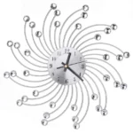 Wrought Iron Crystal Wall Clock Mute Metal Wall Clock for Living Room Bedroom - Image 2