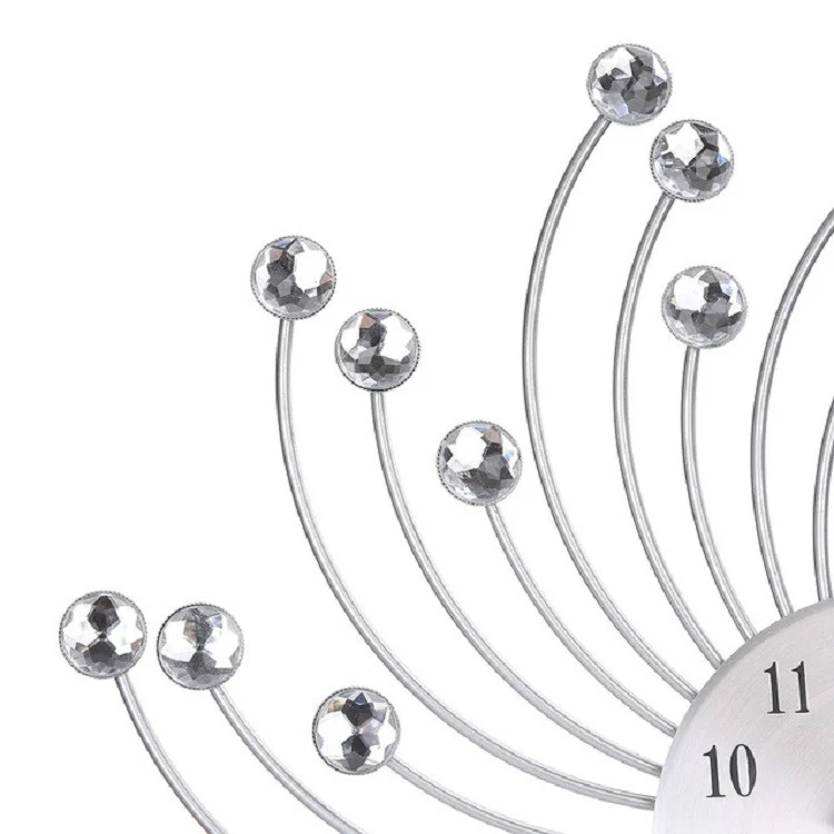 TBD0137545801A_3.webp Wrought Iron Crystal Wall Clock Mute Metal Wall Clock for Living Room Bedroom - Image 4