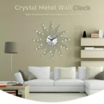 Wrought Iron Crystal Wall Clock Mute Metal Wall Clock for Living Room Bedroom - Image 7
