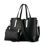 2 in 1 Vintage Messenger Bags Shoulder Handbag Women Crocodile Pattern Composite Bag Leather Wallet