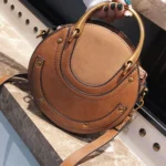 Circular Scrub PU Leather Women Bags Retro Handbag Shoulder Mini Bag - Image 6