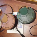 Circular Scrub PU Leather Women Bags Retro Handbag Shoulder Mini Bag - Image 7