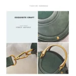 Circular Scrub PU Leather Women Bags Retro Handbag Shoulder Mini Bag - Image 9