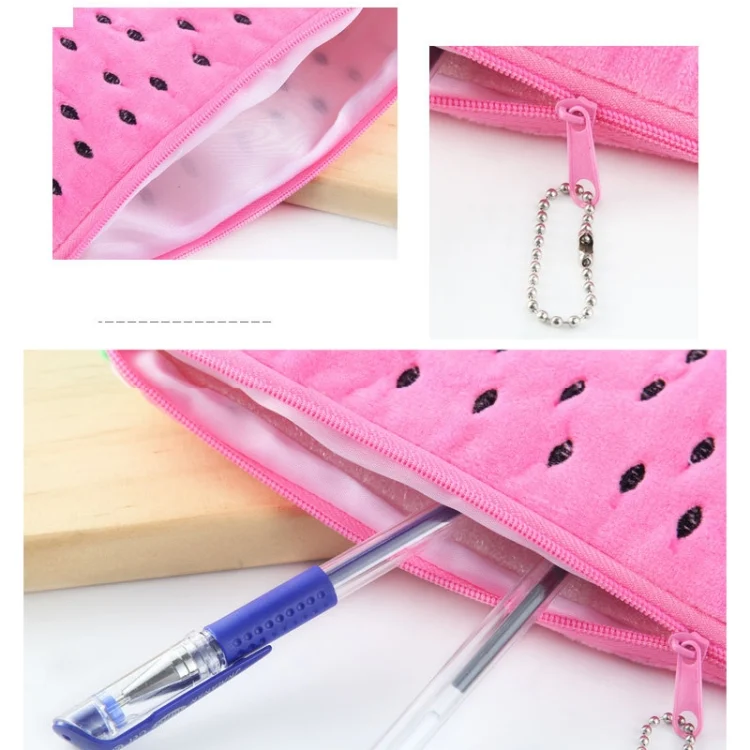 TBD0151255501A_2.webp Cute Watermelon Shape Plush Pencil Bag - Image 3