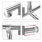 120-200cm Telescopic Drying Rack Outdoor Calcony Storage Shelf Stainless Steel Hanger Single Rod Clothes Rack - Image 4