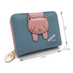 Women Cute Cat Wallet Small Zipper Girl Wallet Coin Purse - Image 3