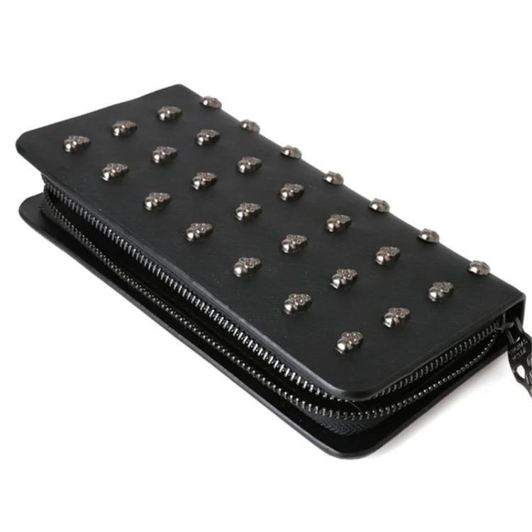 TBD01564180_2.webp Women Metal Skull Wallet Card Leather Wristlet Handbags - Image 3