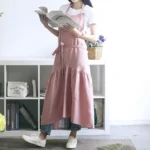 Cotton Linen Fishtail Long Slim Fit Apron Florist Manicure Shop Overalls
