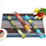 2 PCS Kitchen Dinning Table Placemat Napkins Heat Resistant PVC Stripe Mat Placemats Manteles Doilies Coaster Cup Pad - Image 5