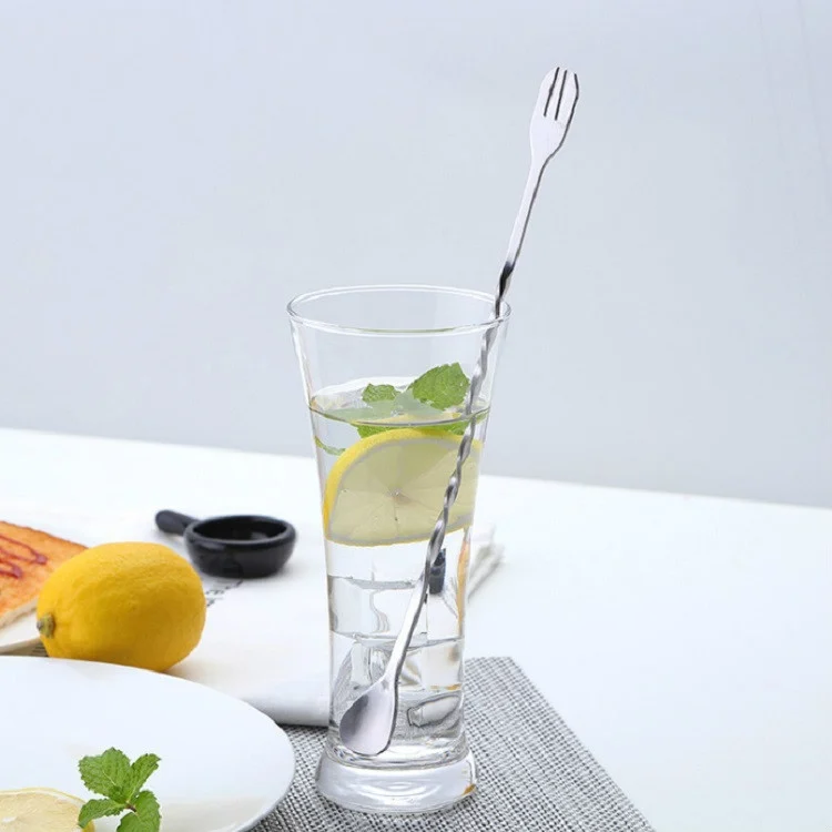 TBD01629914_7.webp 2 PCS Stainless Steel Long Handle Fork Spoon Cocktail Ice Stirrer Double Head Wine Mixing Stick - Image 8
