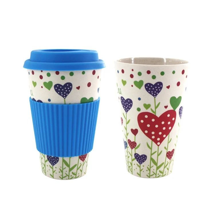 TBD0168746601C.webp 400ML Reusable Bamboo Fibre Coffee Cups Silicone Eco Friendly Travel Coffee Mugs - Image 1