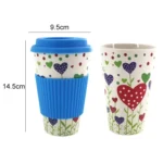 400ML Reusable Bamboo Fibre Coffee Cups Silicone Eco Friendly Travel Coffee Mugs - Image 2