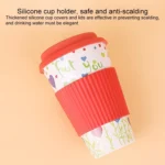 400ML Reusable Bamboo Fibre Coffee Cups Silicone Eco Friendly Travel Coffee Mugs - Image 4