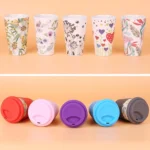 400ML Reusable Bamboo Fibre Coffee Cups Silicone Eco Friendly Travel Coffee Mugs - Image 5