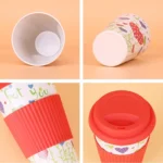 400ML Reusable Bamboo Fibre Coffee Cups Silicone Eco Friendly Travel Coffee Mugs - Image 6