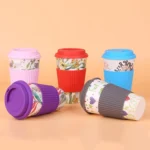 400ML Reusable Bamboo Fibre Coffee Cups Silicone Eco Friendly Travel Coffee Mugs - Image 7