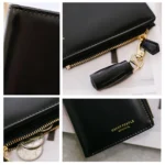Brief Design Bifold Tassel Women Wallet PU Leather Short Credit Card Holder Purse - Image 5