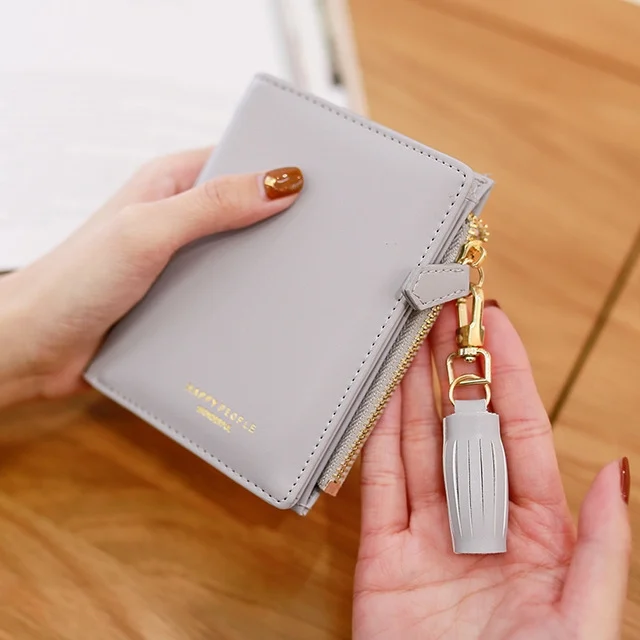 TBD0170278501B_5.webp Brief Design Bifold Tassel Women Wallet PU Leather Short Credit Card Holder Purse - Image 6