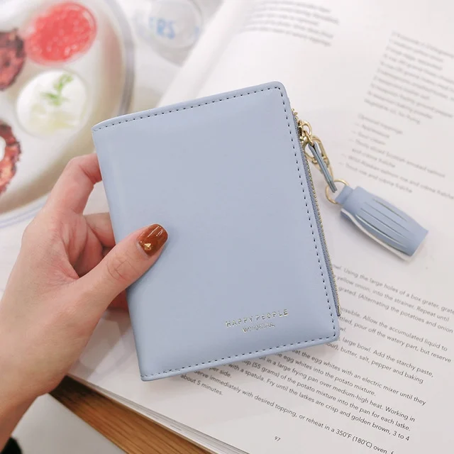 TBD0170278501B_6.webp Brief Design Bifold Tassel Women Wallet PU Leather Short Credit Card Holder Purse - Image 7