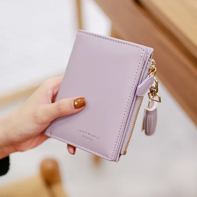 TBD0170278501B_7.webp Brief Design Bifold Tassel Women Wallet PU Leather Short Credit Card Holder Purse - Image 8