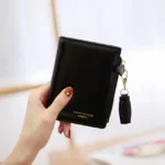 Brief Design Bifold Tassel Women Wallet PU Leather Short Credit Card Holder Purse - Image 9