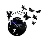 Butterfly Star 3D Acrylic Stereo Living Room Bedroom Decorating Mirror Wall Clock - Image 3