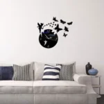 Butterfly Star 3D Acrylic Stereo Living Room Bedroom Decorating Mirror Wall Clock - Image 4