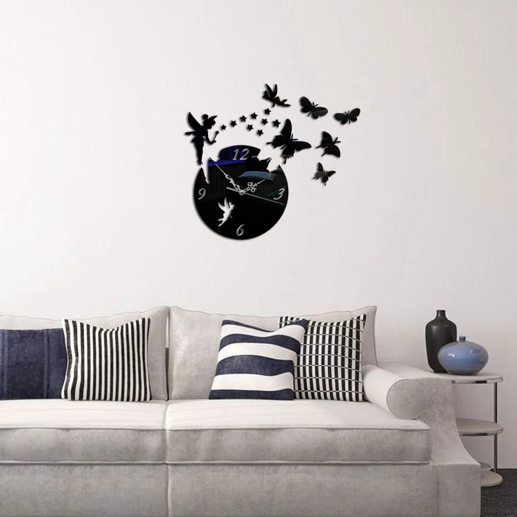 TBD0174043101A_3.webp Butterfly Star 3D Acrylic Stereo Living Room Bedroom Decorating Mirror Wall Clock - Image 4