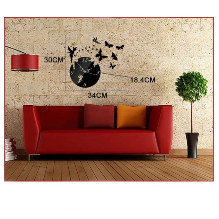TBD0174043101A_4.webp Butterfly Star 3D Acrylic Stereo Living Room Bedroom Decorating Mirror Wall Clock - Image 5