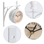 Wrought Iron Clock Vintage Decorative Double-sided Wall Clock - Image 3