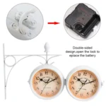 Wrought Iron Clock Vintage Decorative Double-sided Wall Clock - Image 4