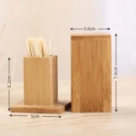 2 PCS Natural Bamboo Toothpick Box Square Restaurant Hotel Toothpick Can with Lid - Image 8