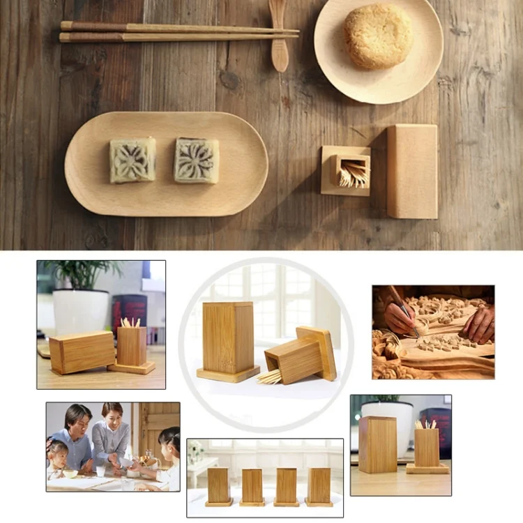 TBD01778731_8.webp 2 PCS Natural Bamboo Toothpick Box Square Restaurant Hotel Toothpick Can with Lid - Image 9