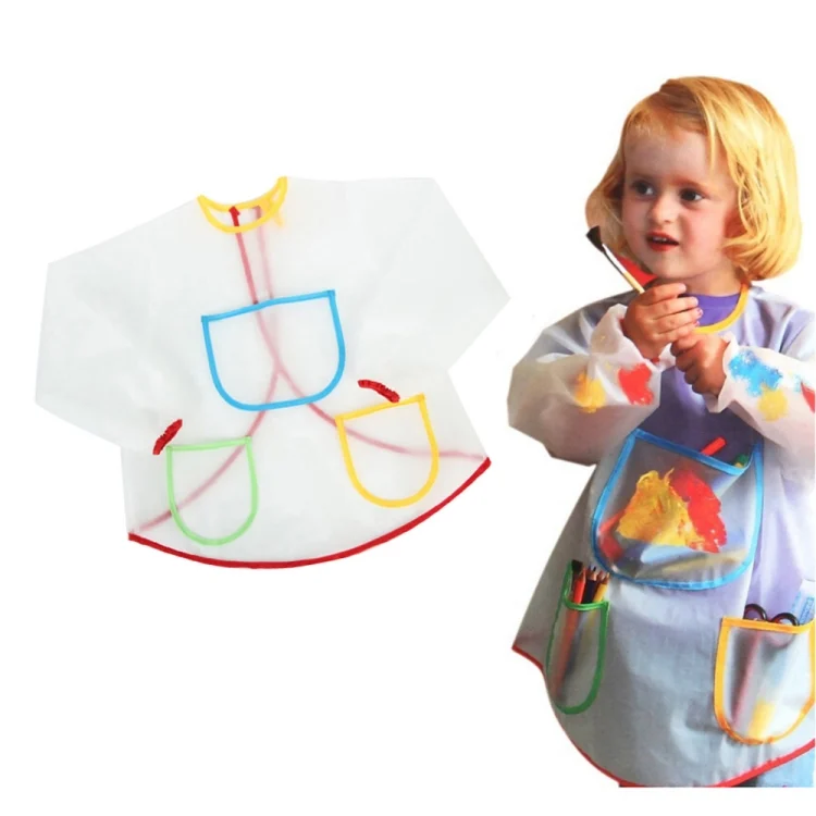 TBD01797851.webp Drawing Waterproof Anti-dirty Transparent Apron for Children - Image 1