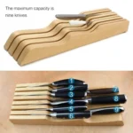 Solid Wood Drawer Knife Holder Kitchen Supplies Horizontal Wooden Knife Holder Tool Storage Rack - Image 4